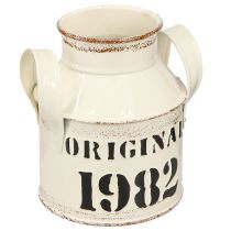 Itens Jarro Decoração Metal &quot;Original 1982&quot; Creme Ferrugem H13cm 2pçs