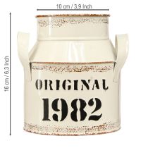 Itens Jarra decorativa de metal “Original 1982” Creme Ferrugem H16cm 2 peças