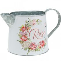 Jarro em metal, floreira, floreira em metal com motivo rosa A12cm Ø10,5c