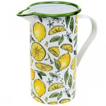 Jarro esmaltado, decoração mediterrânica, jarro com padrão limão A19,5cm Ø9cm