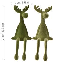 Itens Elk Decorativo Borda Sitter Verde H31cm 2 peças