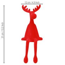 Itens Banco Edge Decoração de Natal Flocado de Alce 31cm Vermelho 3 peças