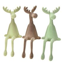 Itens Banqueta de borda com decoração de alce flocado verde marrom menta 31cm 3 peças