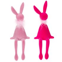 Itens Estatueta de coelho da Páscoa com estola de penas, para decoração de prateleira, figura decorativa de Páscoa, 27 cm, 2 peças