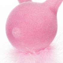 Itens Coelhinho da Páscoa decorativo, enfeite de prateleira com estola de penas para aparador ou prateleira, 36 cm, 2 peças