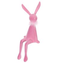 Itens Coelhinho da Páscoa decorativo, enfeite de prateleira com estola de penas para aparador ou prateleira, 36 cm, 2 peças