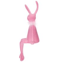 Itens Coelhinho da Páscoa decorativo, enfeite de prateleira com estola de penas para aparador ou prateleira, 36 cm, 2 peças