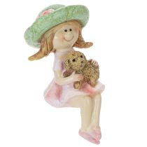 Itens Enfeite de prateleira Menina sorridente com cachorro Ø4,5cm A9,5cm