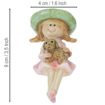 Itens Enfeite de prateleira Menina sorridente com cachorro Ø4,5cm A9,5cm