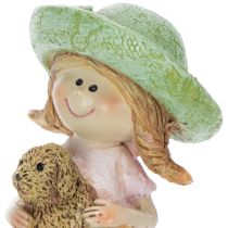 Itens Enfeite de prateleira Menina sorridente com cachorro Ø4,5cm A9,5cm