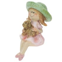 Itens Enfeite de prateleira Menina sorridente com cachorro Ø4,5cm A9,5cm