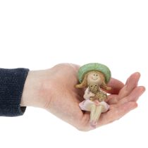 Itens Enfeite de prateleira Menina sorridente com cachorro Ø4,5cm A9,5cm