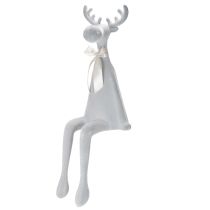 Itens Estatueta decorativa de alce flocada com laço, para pendurar em prateleira, 80 cm