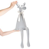 Itens Estatueta decorativa de alce flocada com laço, para pendurar em prateleira, 80 cm