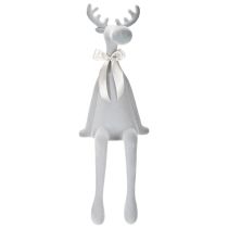 Itens Estatueta decorativa de alce flocada com laço, para pendurar em prateleira, 80 cm