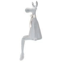 Itens Estatueta decorativa de alce flocada com laço, para pendurar em prateleira, 80 cm
