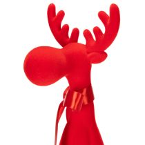 Itens Estatueta decorativa de alce com laço, sentada, revestida de veludo, para decoração de prateleira, 54 cm
