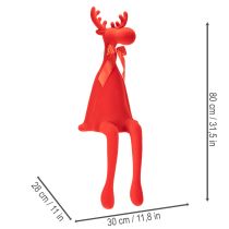 Itens Estatueta decorativa de alce, revestida de veludo, com laço, 80 cm