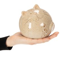Itens Estatueta decorativa de gato em cerâmica, formato redondo, ideal para sala de estar ou quarto, 13 cm