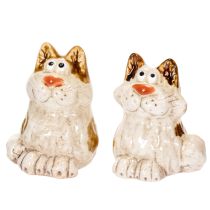 Itens Conjunto de 4 estatuetas decorativas de gatos em cerâmica, figuras divertidas de animais para decoração de sala de estar, 8 cm.