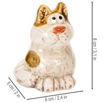 Itens Conjunto de 4 estatuetas decorativas de gatos em cerâmica, figuras divertidas de animais para decoração de sala de estar, 8 cm.