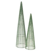 Itens Cones de metal para arranjos florais, verdes, 62 cm, 2 unidades.