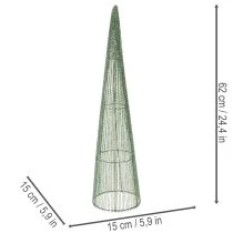 Itens Cones de metal para arranjos florais, verdes, 62 cm, 2 unidades.