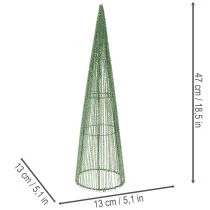 Itens Cones de metal para arranjos florais, verdes, 62 cm, 2 unidades.