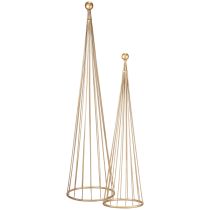 Decoração de metal para árvore de Natal cones dourados Alt.62/83cm conjunto de 2