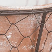 Itens Vaso de cerâmica com alça de cesta em metal marrom Ø18cm