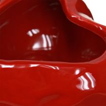 Itens Tigela de cerâmica decorativa com coração vermelho brilhante 11,5×10×5,5cm 3 un