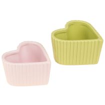 Itens Corações decorativos em cerâmica pastel verde rosa 11×10×6cm 4 un