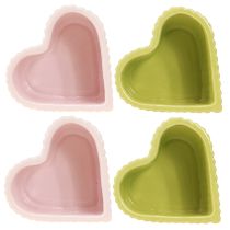 Itens Corações decorativos em cerâmica pastel verde rosa 11×10×6cm 4 un