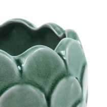 Vaso de flores de cerâmica esmalte vintage verde craquelado Ø17cm A15cm