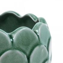 Vaso de flores de cerâmica vintage verde craquelado Ø15cm A13cm