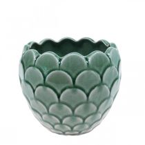 Vaso de flores de cerâmica vintage verde craquelado Ø15cm A13cm