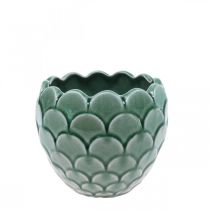 Vaso de Cerâmica Vintage Verde Crackle Glaze Ø13cm A11cm