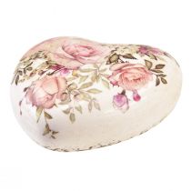 Itens Coração decorativo de cerâmica com rosas faiança para mesa 10,5cm