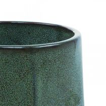 Vaso de Cerâmica Vaso de Flor Verde Hexagonal Ø14,5cm A21,5cm