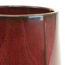 Vaso de Cerâmica Vaso de Flores Vermelho Hexagonal Ø14,5cm A21,5cm