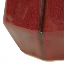 Itens Vaso de Cerâmica Vaso de Flores Vermelho Hexagonal Ø14,5cm A21,5cm