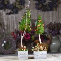 Vaso de cerâmica, vaso de flores com decoração em carvalho, vaso para plantas verde / branco / cinza Ø13cm A11,5cm conjunto de 3