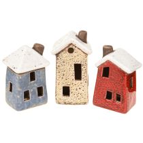 Itens Casa de cerâmica decoração Advento creme vermelho cinza 8,5/9,5cm 3 peças