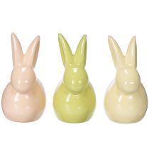 Itens Coelho de cerâmica, figura decorativa para uma Páscoa elegante, 11×6,5×12,5cm, conjunto de 3 peças