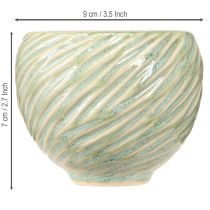 Itens Tigelas de cerâmica em design espiral verde Ø9cm H7cm 4 unidades