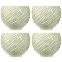Itens Tigelas de cerâmica em design espiral verde Ø9cm H7cm 4 unidades