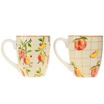 Itens Copo de cerâmica caneca de pêssegos decoração de cerâmica H10,5cm 2 unidades