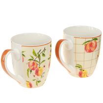 Itens Copo de cerâmica caneca de pêssegos decoração de cerâmica H10,5cm 2 unidades