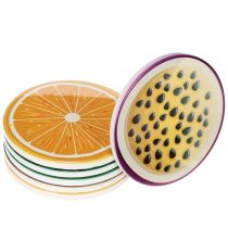 Itens Conjunto de porta-copos em formato de frutas, decoração de mesa, para cozinha e sala de estar, 10 cm, 6 peças.