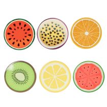 Itens Conjunto de porta-copos em formato de frutas, decoração de mesa, para cozinha e sala de estar, 10 cm, 6 peças.